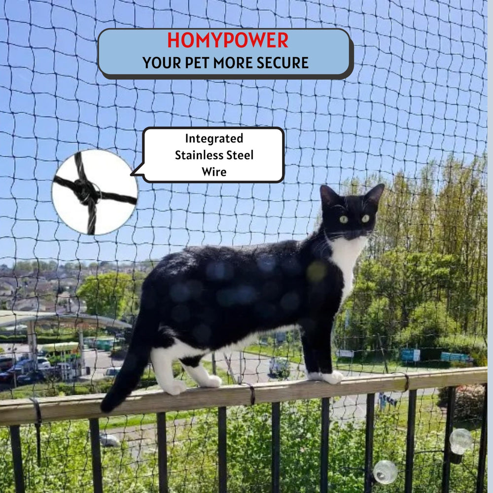 HOMYPOWER Cat Netting Anti-Fall Protection on balcony rail provide safety