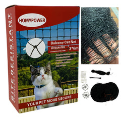 HOMYPOWER Cat Netting Balcony Setup showing secure cat enclosure outdoors