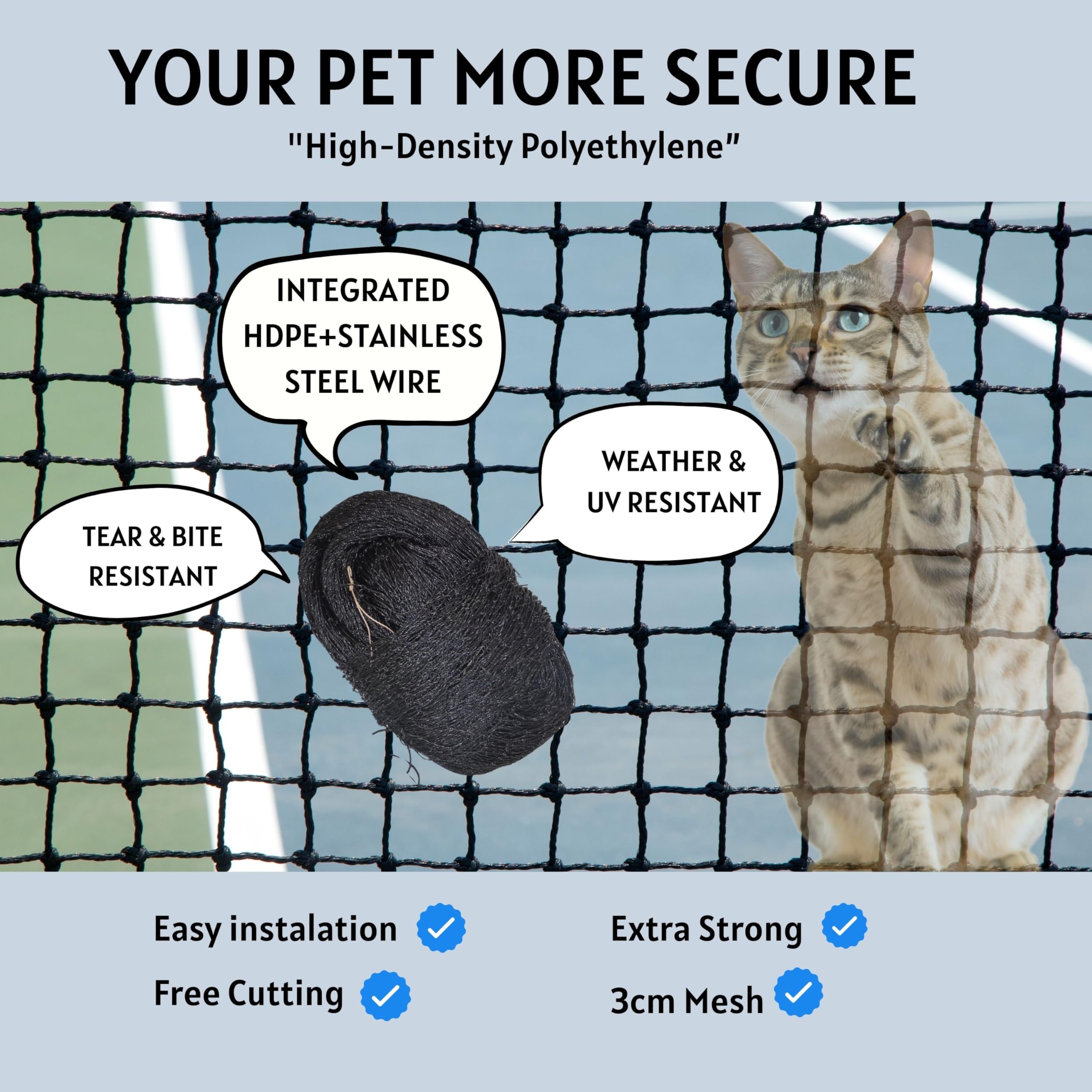 HOMYPOWER Cat Netting UV-Resistant material withstands sun exposure