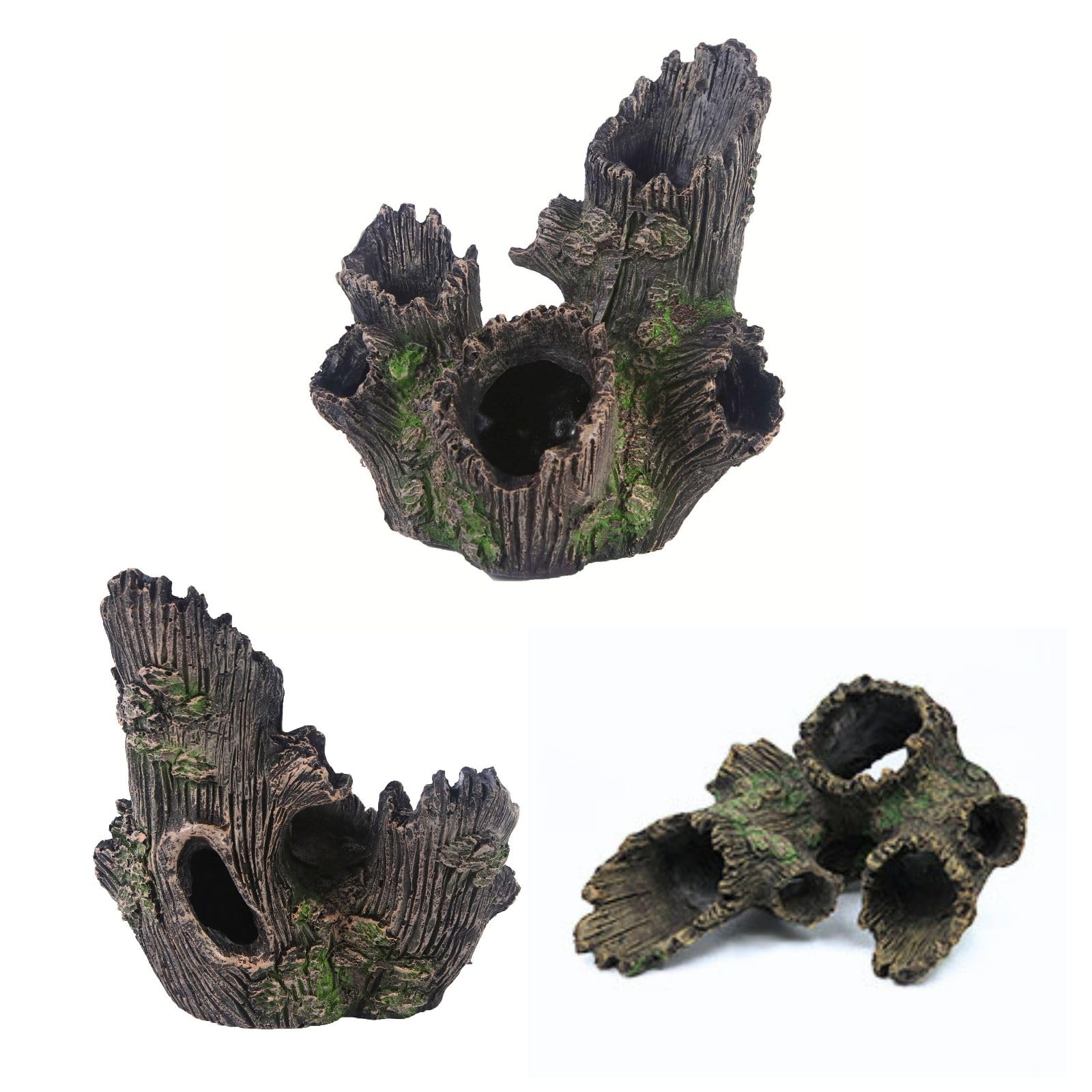 HoneTeek resin hollow trunk adds natural warmth to underwater habitats.