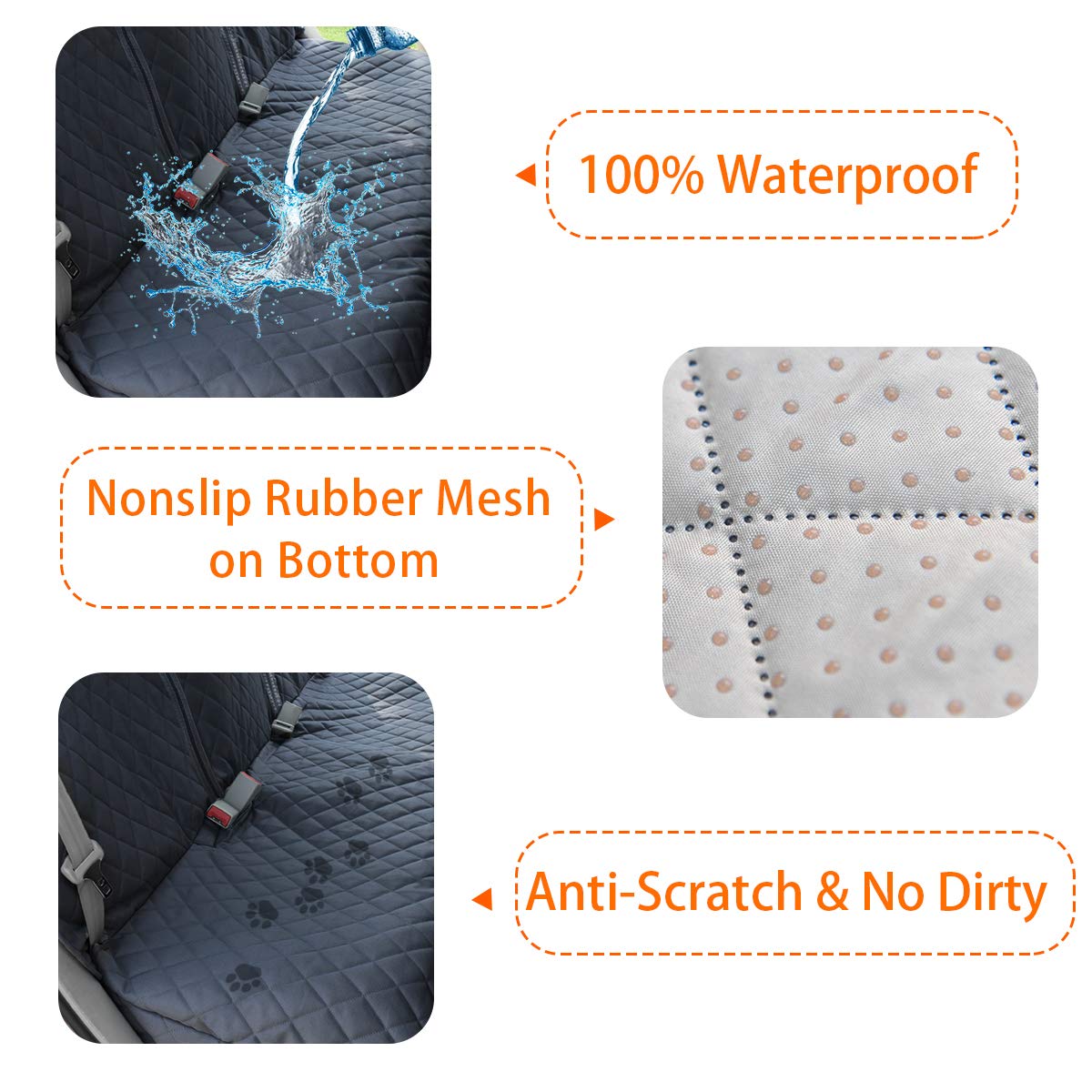 HONEST OUTFITTERS backseat protector with nonslip backing keeps your pet secure during rides.