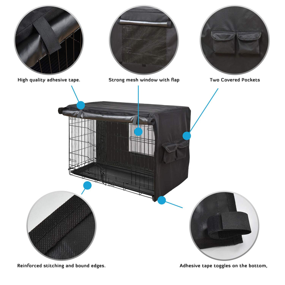 Honest Outfitters dog crate cover pockets for toy and snack storage