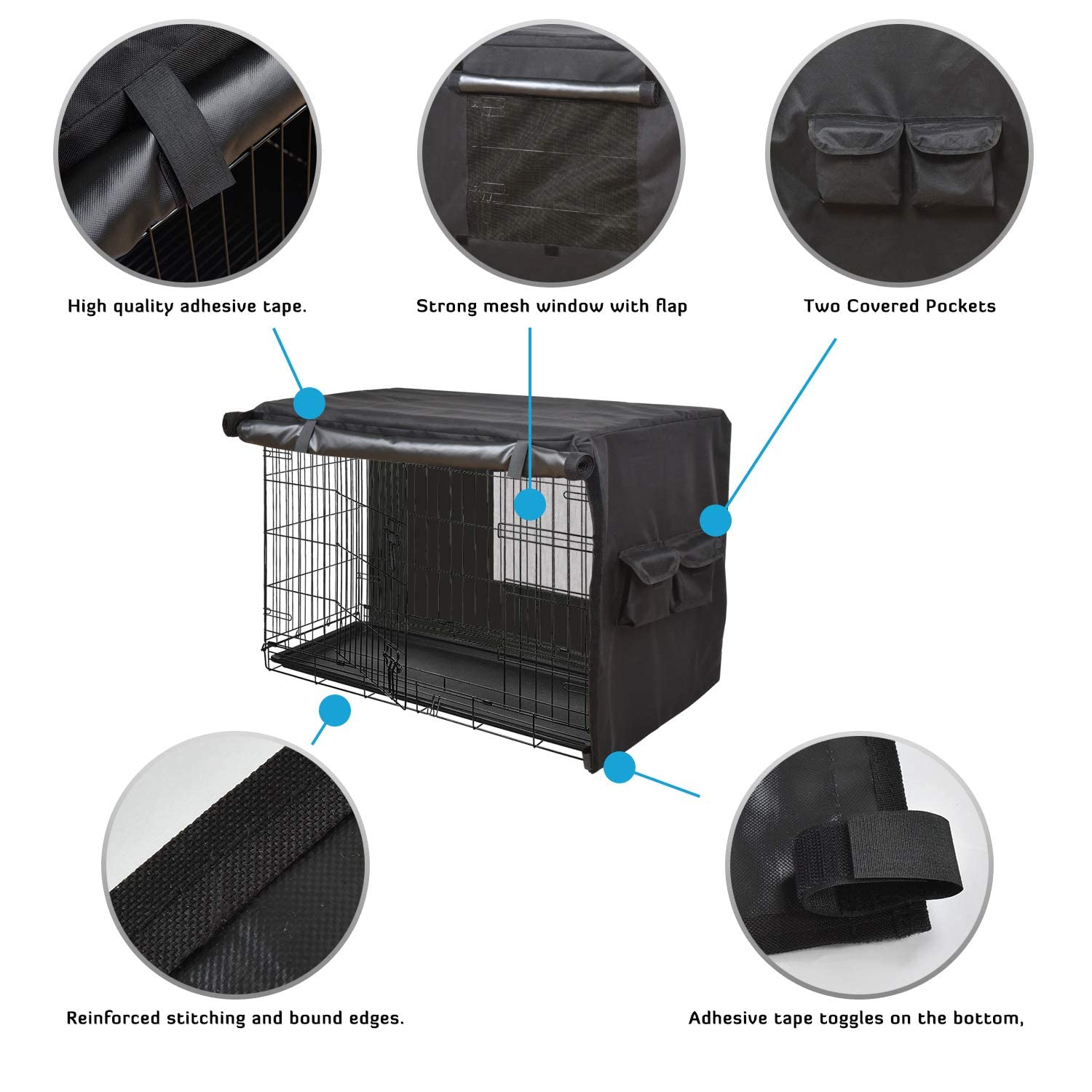 HONEST OUTFITTERS crate cover two-door layout enables flexible crate access.
