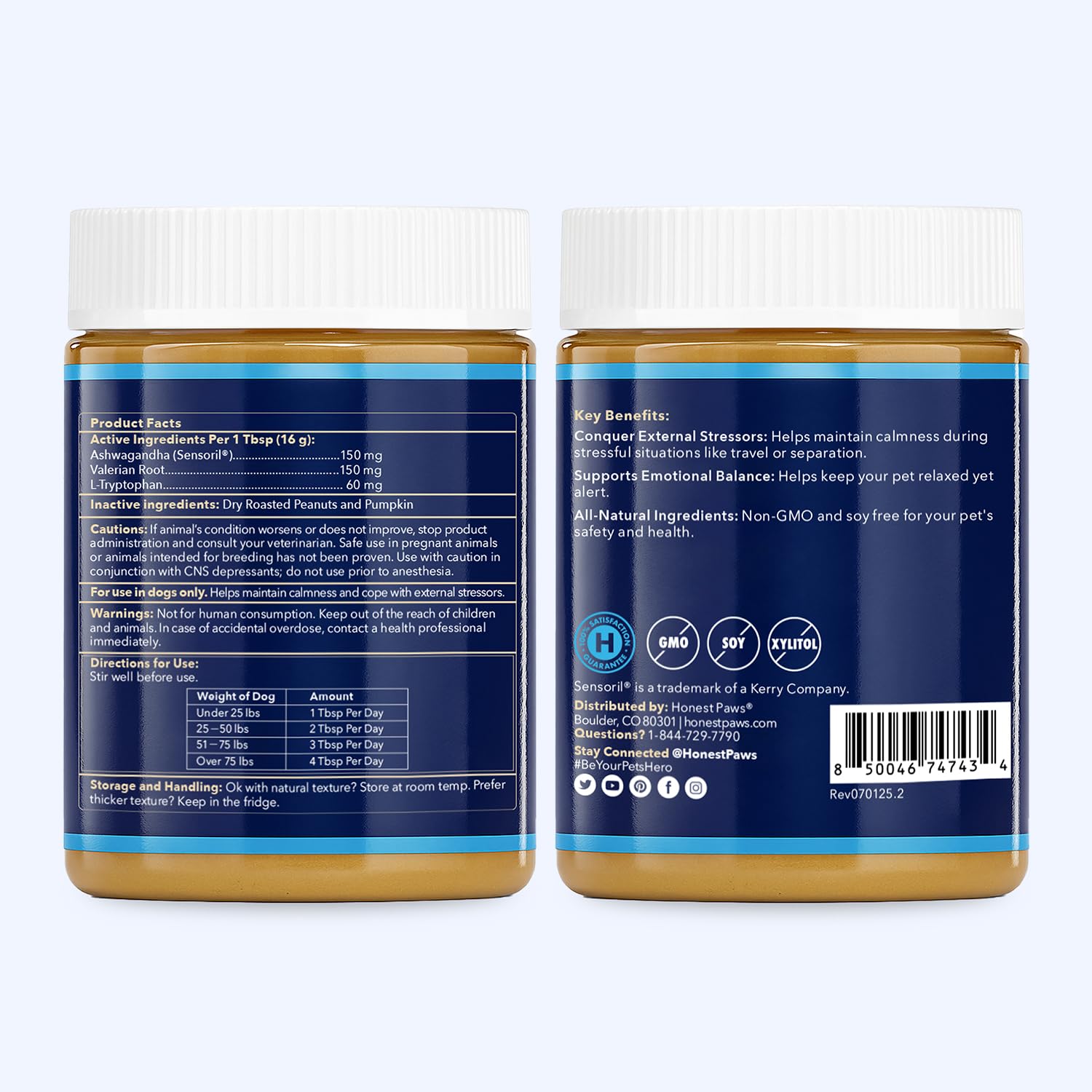 Honest Paws calming peanut butter used during travel shows on-the-go calm.
