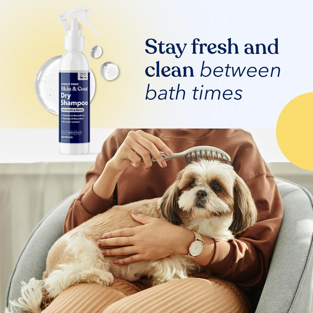 Honest Paws dry shampoo eco-friendly USA label highlighting safe ingredients
