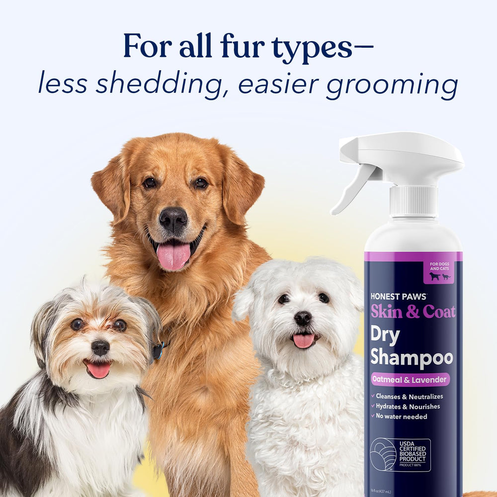 Honest Paws dog dry shampoo enhanced coat after spray for healthy shine