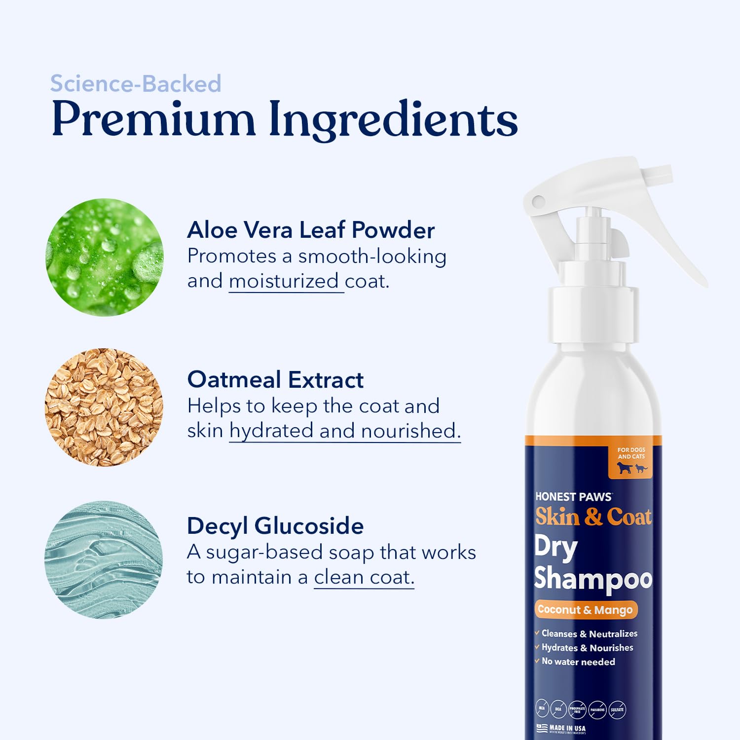 Honest Paws no-rinse formula shown for fast grooming