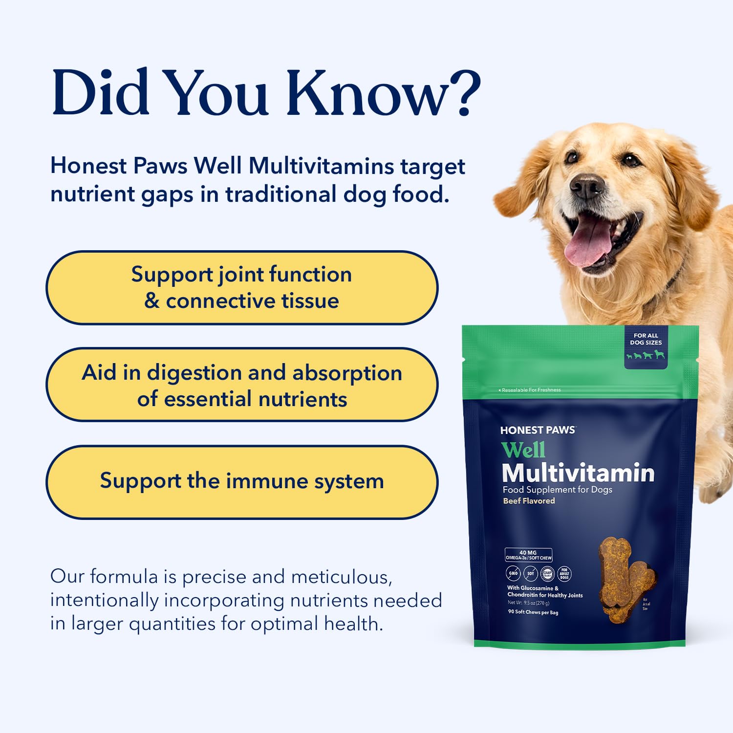 Honest Paws heart-support visual hints at overall wellness and energy for dogs