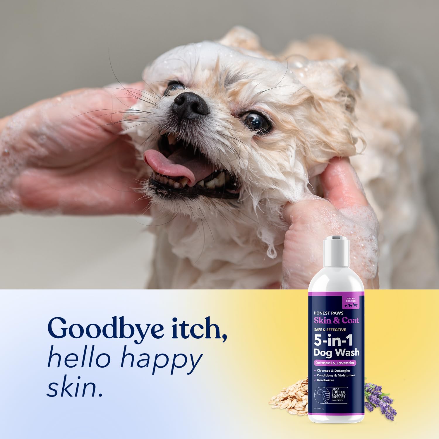 Honest Paws dog shampoo after bath shine showing soft moisturized fur