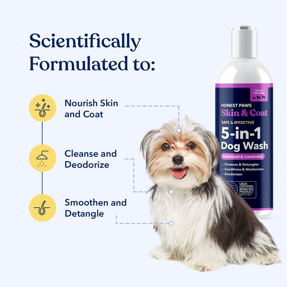 Honest Paws dog shampoo label ingredients highlights natural coconut based formula