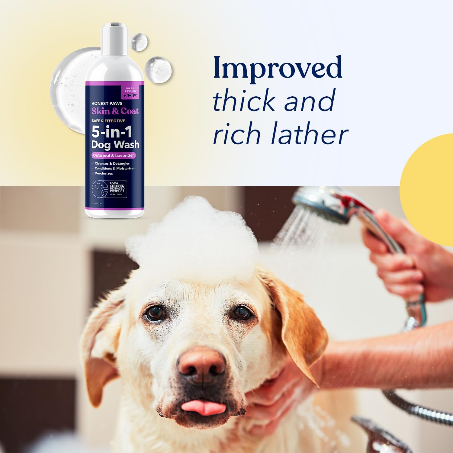 Honest Paws dog shampoo natural ingredients bottle emphasizing plant based care