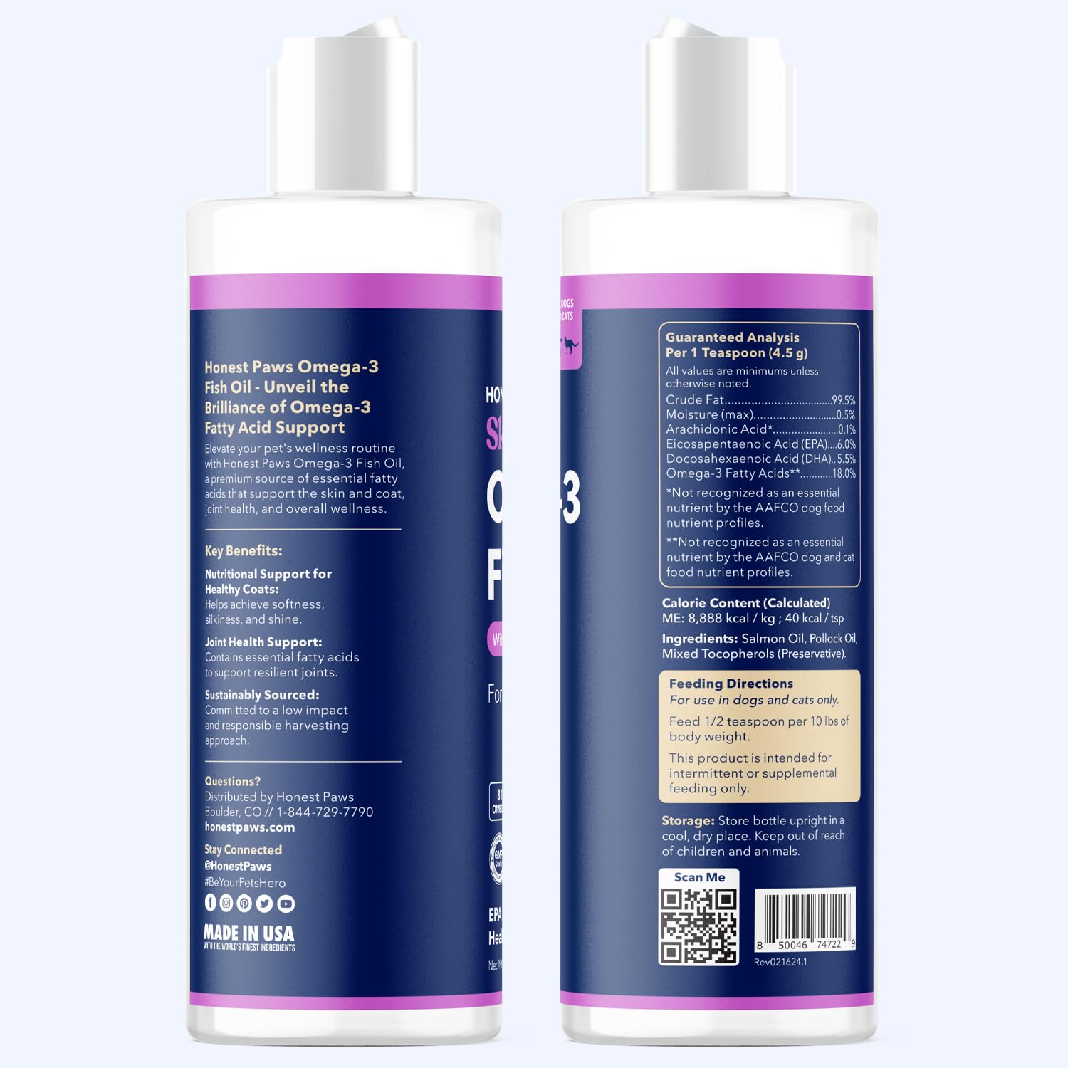 Honest Paws Salmon Oil supports skin health with daily use