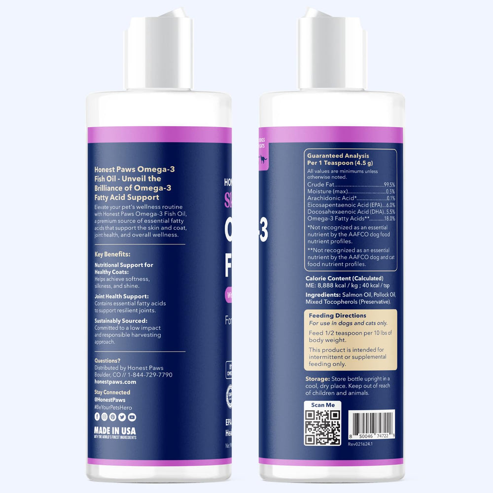 Honest Paws Salmon Oil supports skin health with daily use