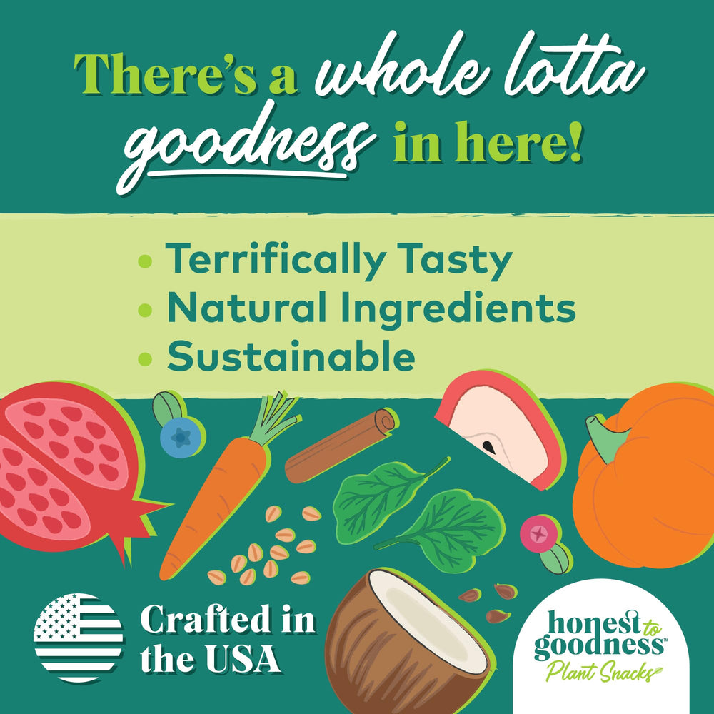 Honest to Goodness plant-based snacks ingredients closeup emphasizes whole-food, allergen-conscious recipe.