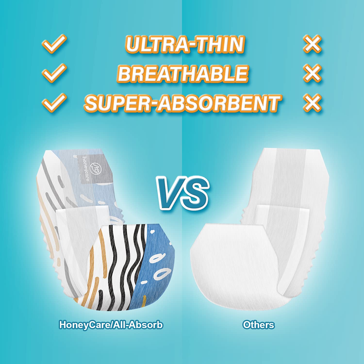 HONEY CARE All-Absorb Petrichor wrap with wetness indicator signals when to change.