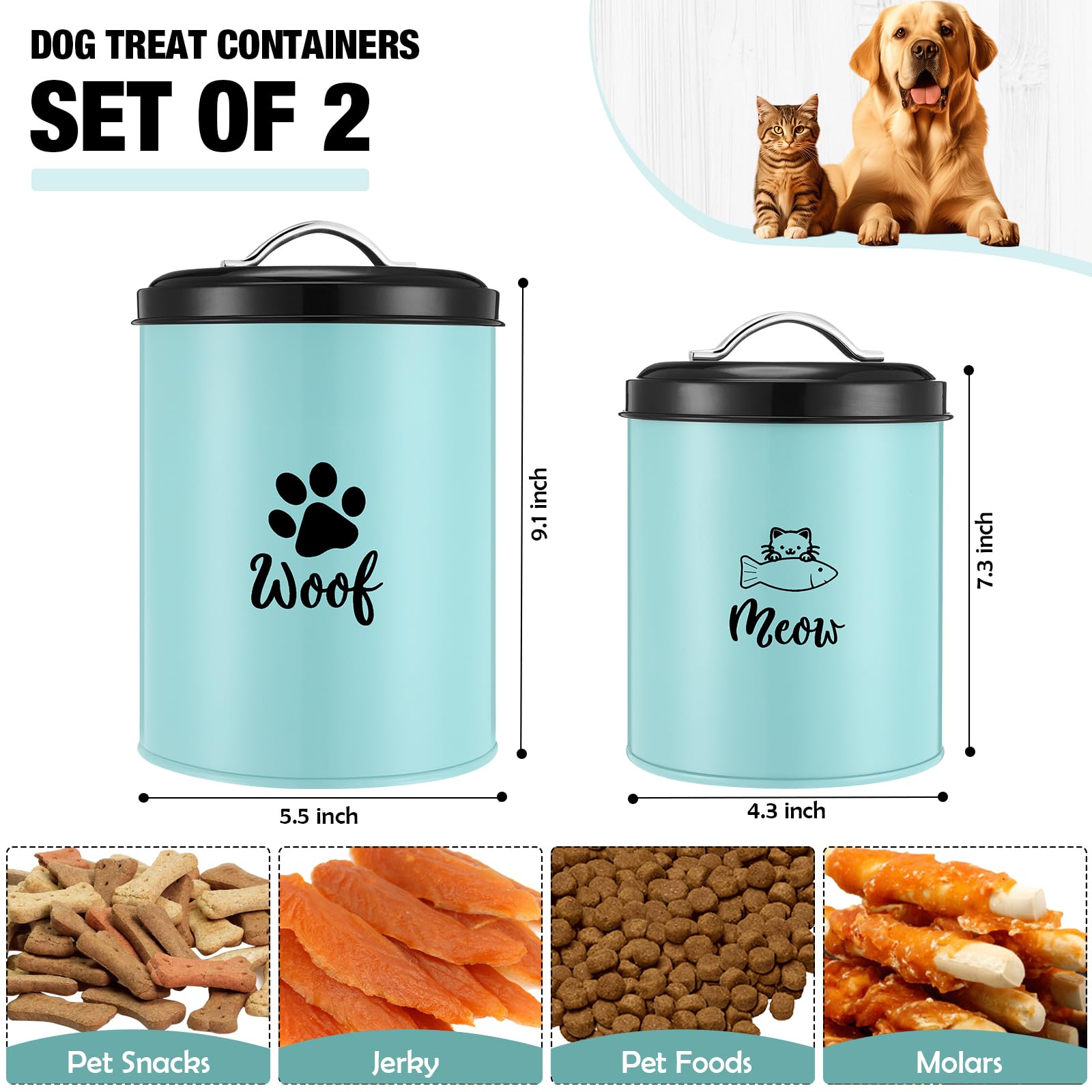 Honeydak black treat container 7x4 inches ideal for on-the-go pet snacks.