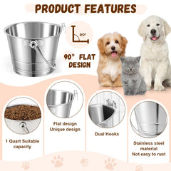 Honeydak flat-sided pail dual-hooks back view demonstrates rust-resistant stainless steel.