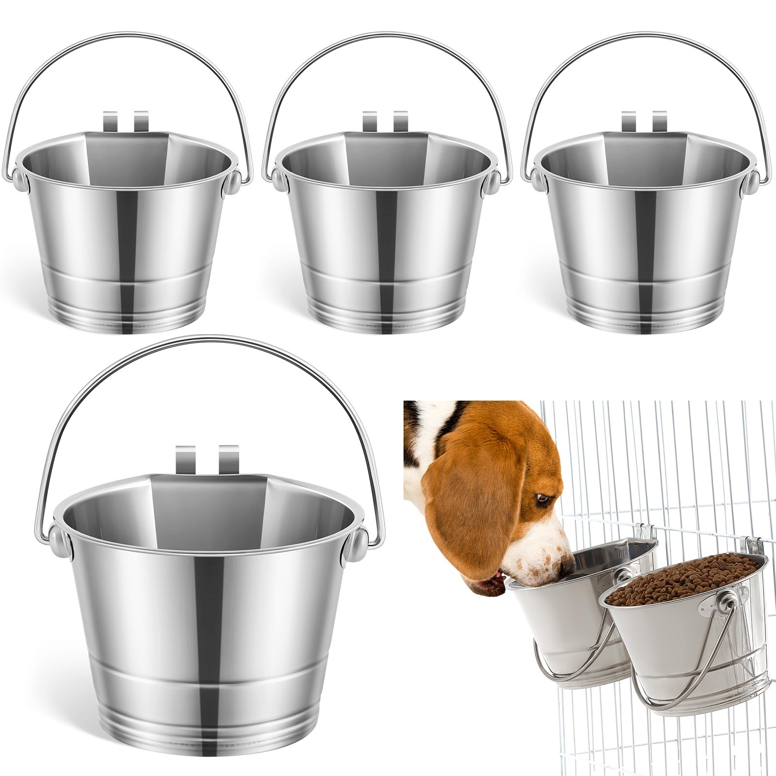 Honeydak flat-sided pail dual-hooks front view shows spill-free cage hydration.