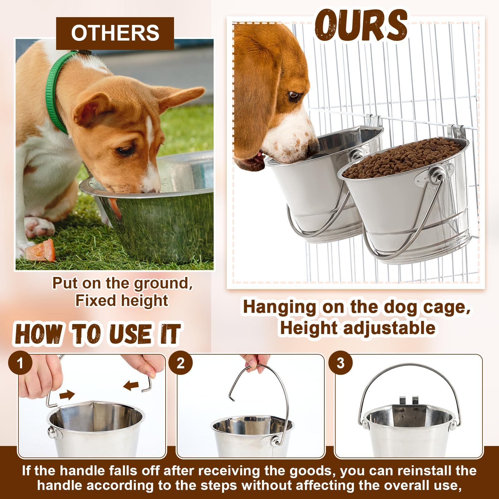 Honeydak flat-sided pail travel-friendly for dogs, cats, parrots on the go.
