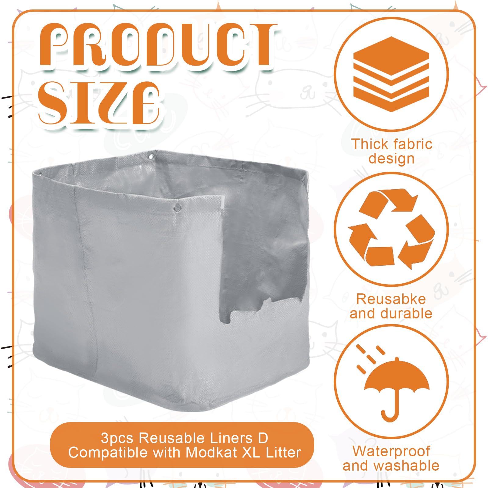 Honeydak Modkat XL-compatible front-entry liner enables easy disposal and cleanup.