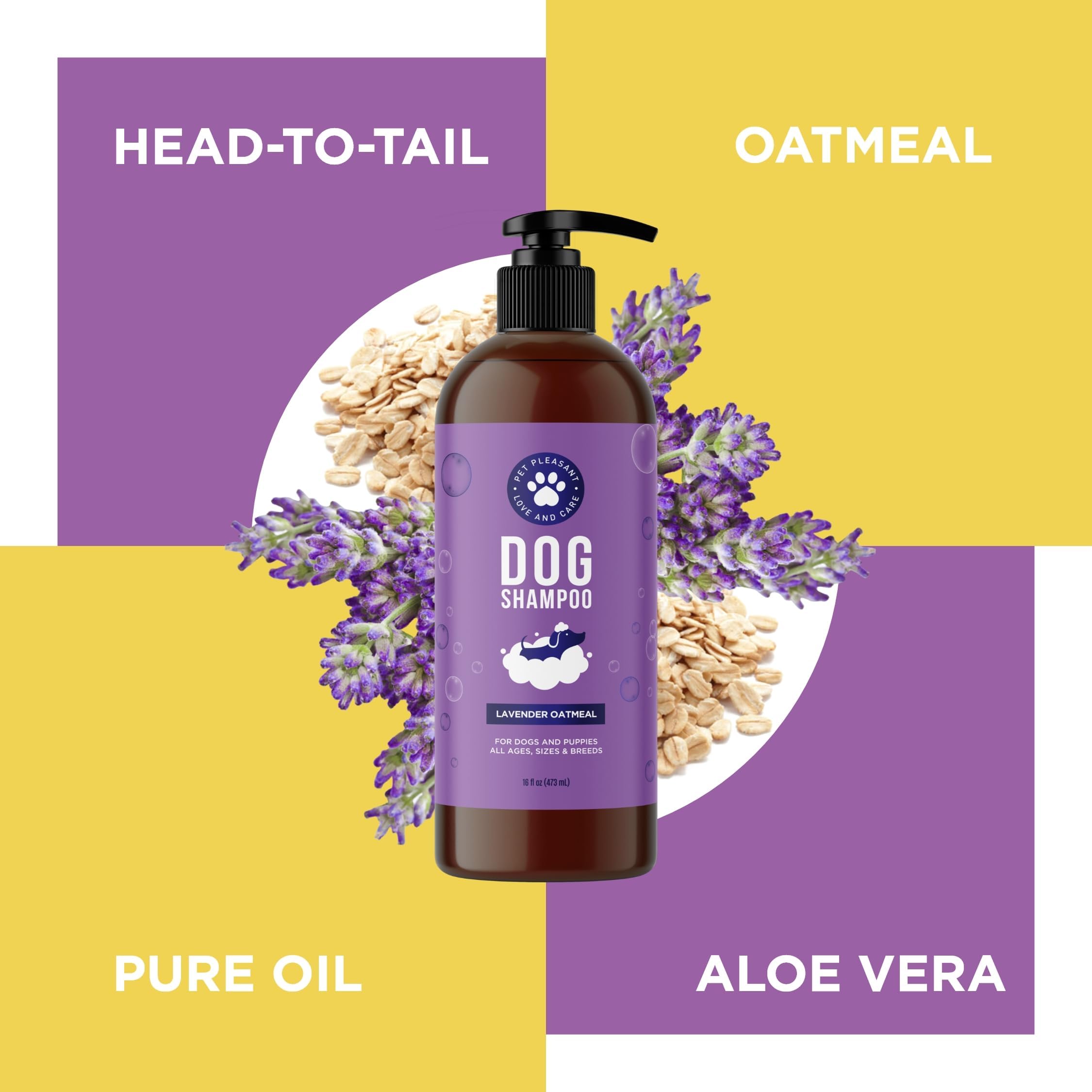 Honeydew oatmeal dog shampoo packaging highlights natural ingredients and cruelty-free promise