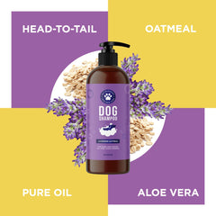 Honeydew oatmeal dog shampoo packaging highlights natural ingredients and cruelty-free promise