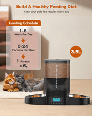 HoneyGuaridan 3-5L feeder capacity for multiple daily portions for two cats.