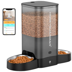 HoneyGuaridan 5L feeder front view shows dual-dispense for two cats.