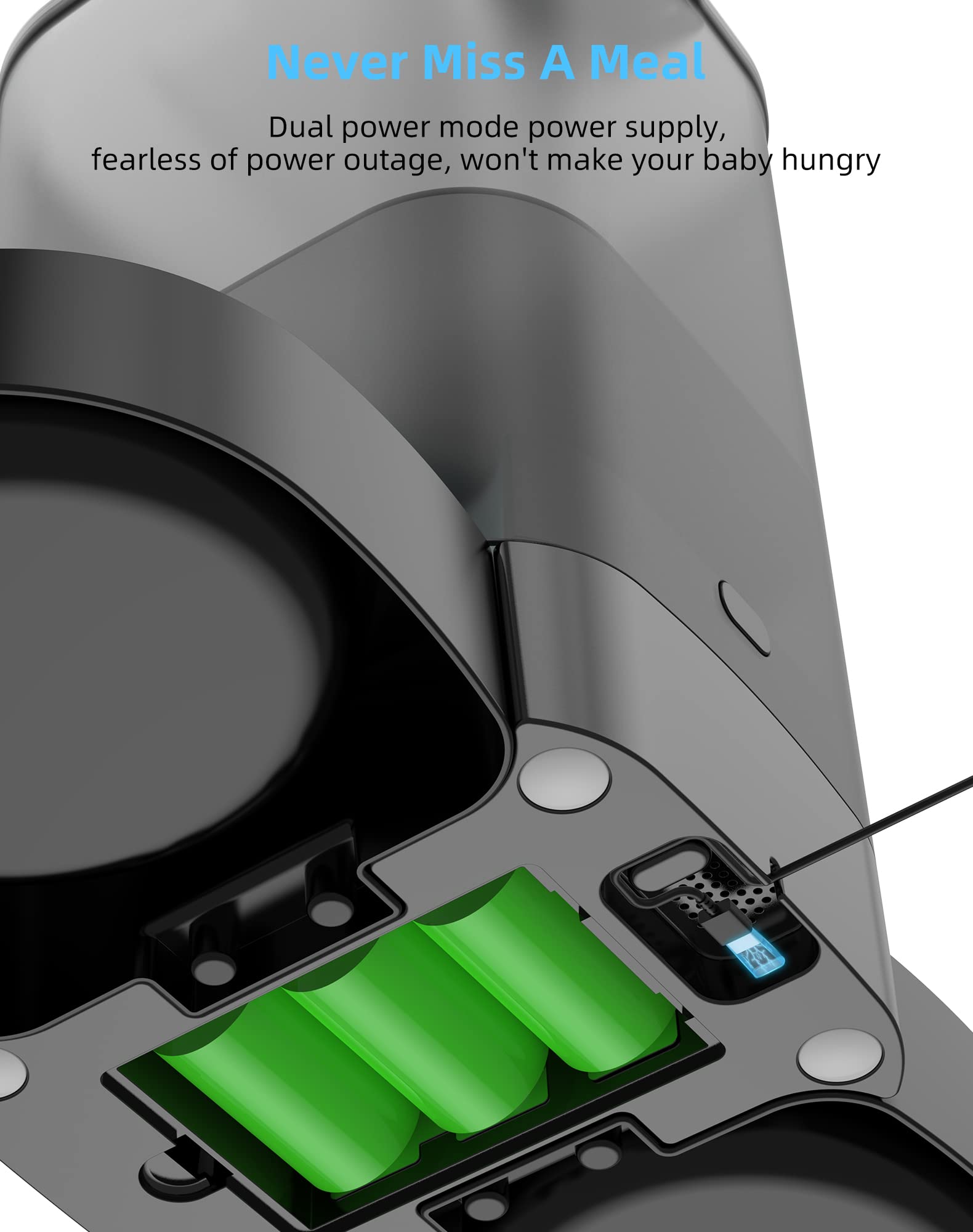 HoneyGuaridan 5L dual power supply with USB and battery options for uninterrupted feeding