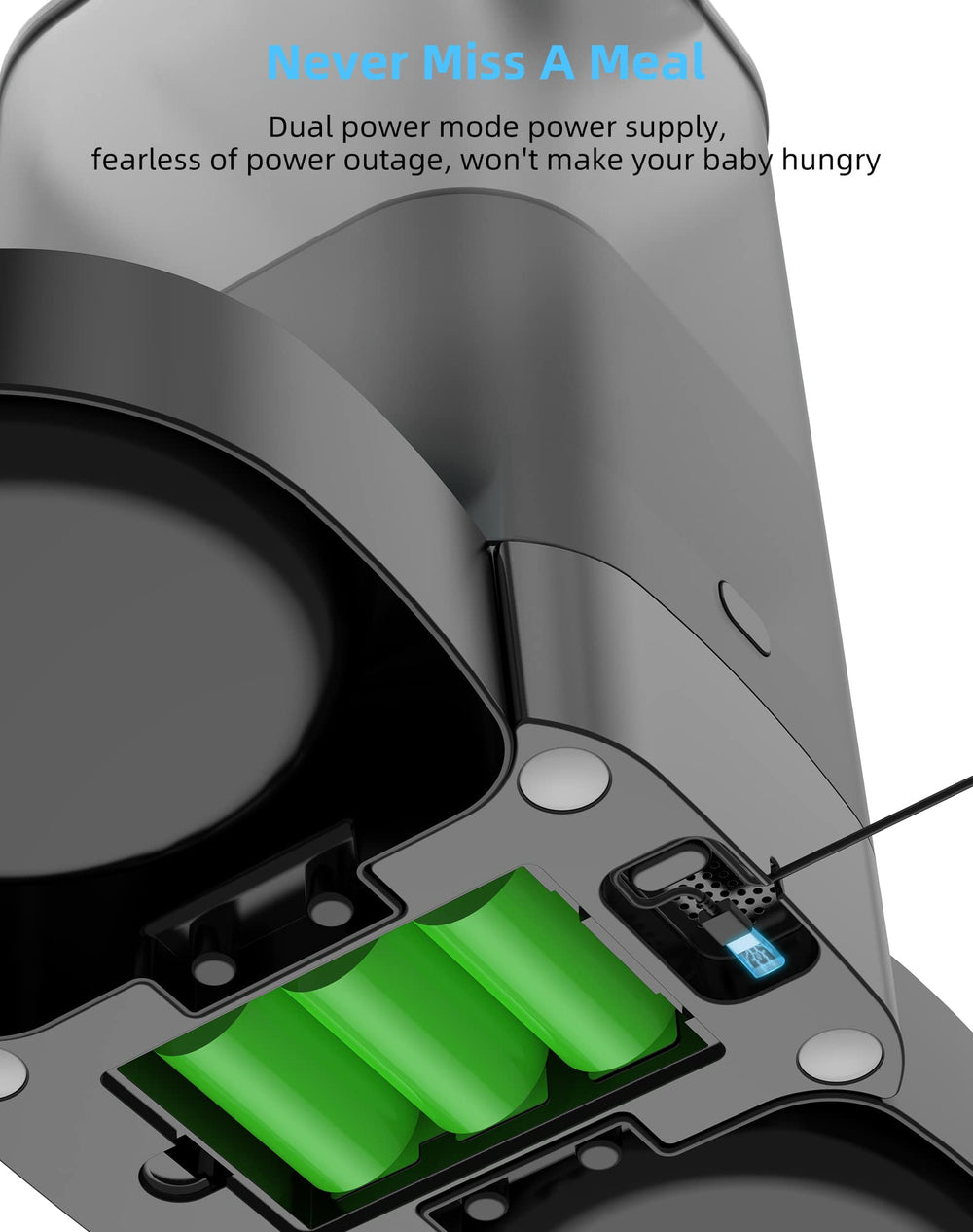 HoneyGuaridan 5L dual power supply with USB and battery options for uninterrupted feeding