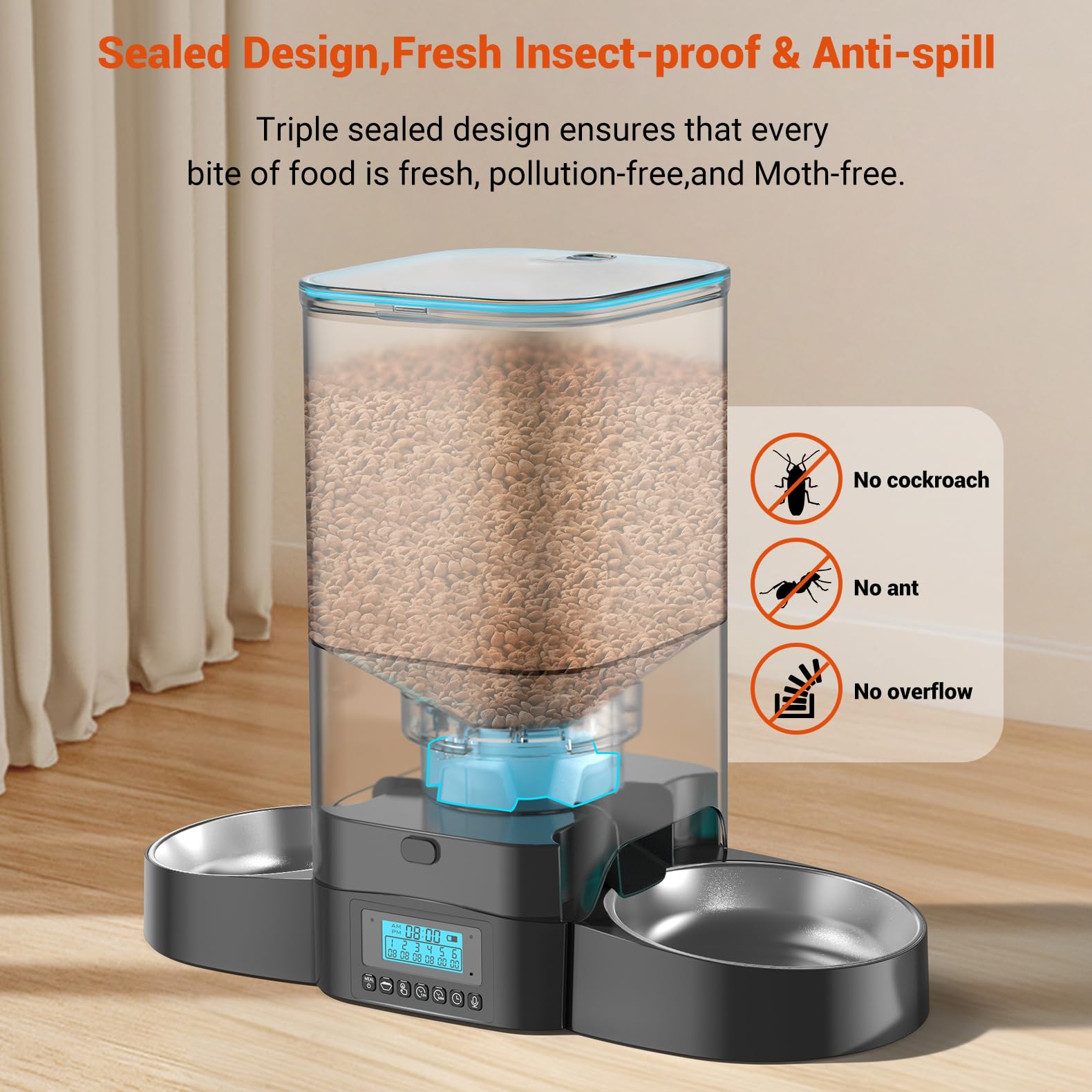 HoneyGuaridan 5L dual-side feeding design for calm two-cat meals