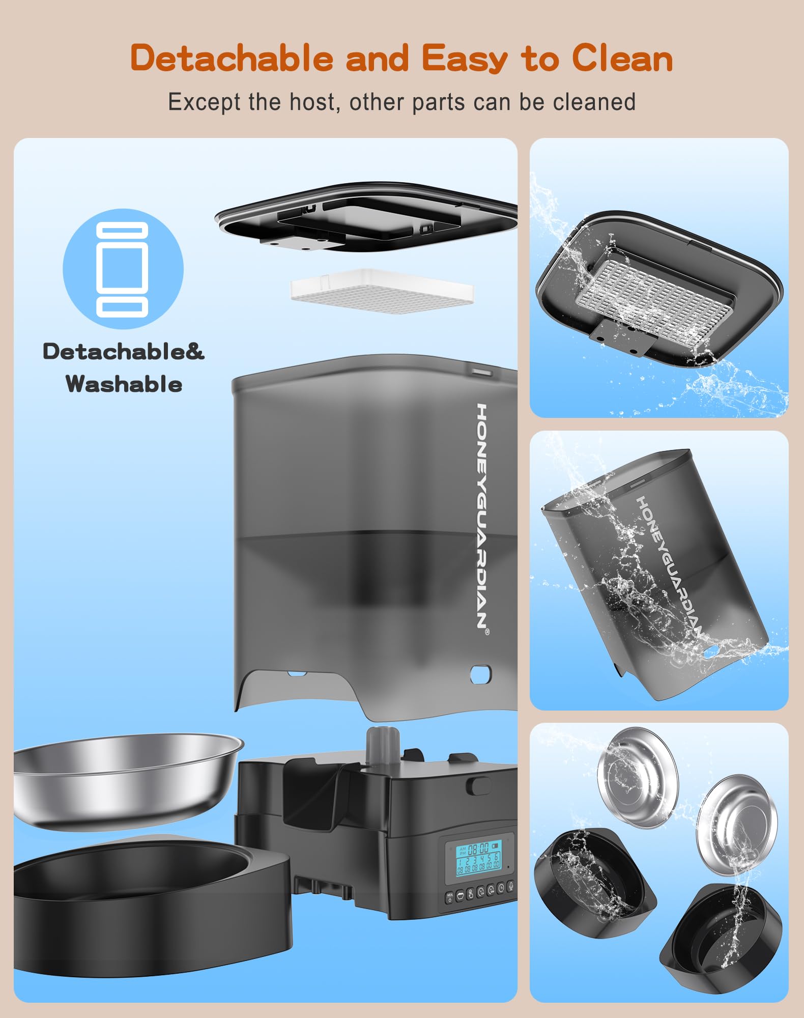 HoneyGuaridan dual-power setup with USB and battery backup for outages.