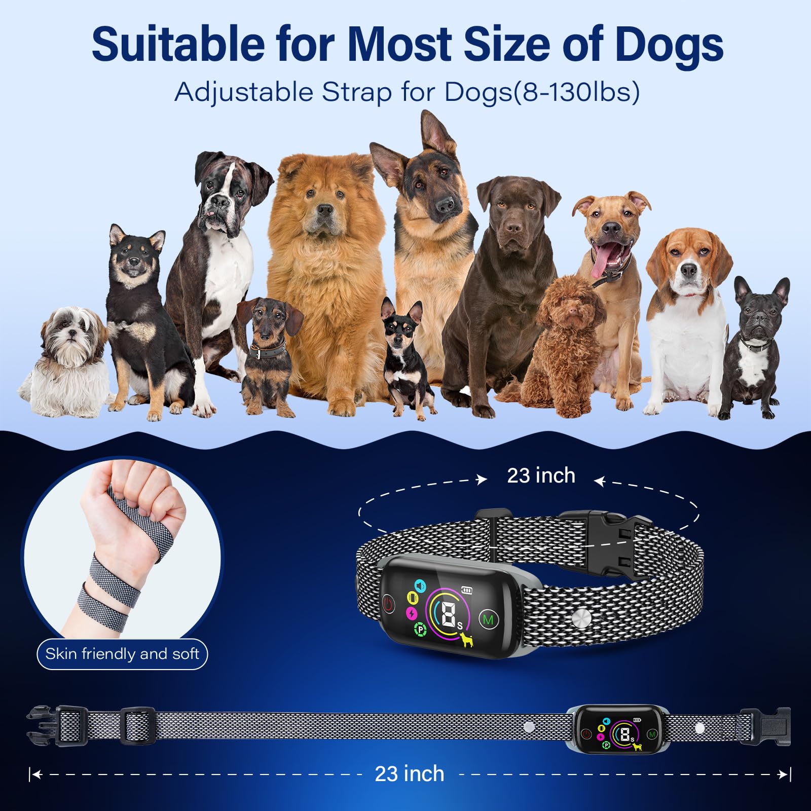 Honeynet IP67 waterproof bark collar ready for rain, pool, and beach training