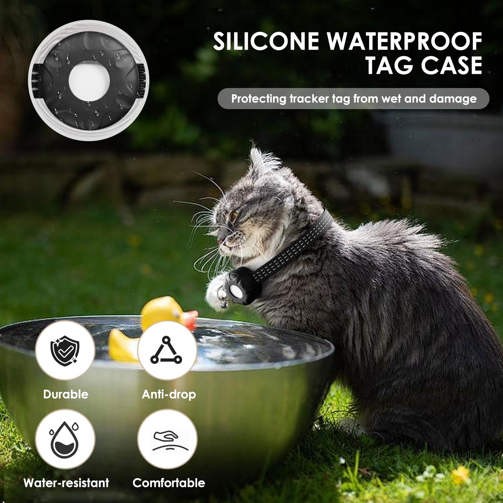 Ultra-lightweight HONGTOP H tracker at 0.2 ounces for cats' comfort.