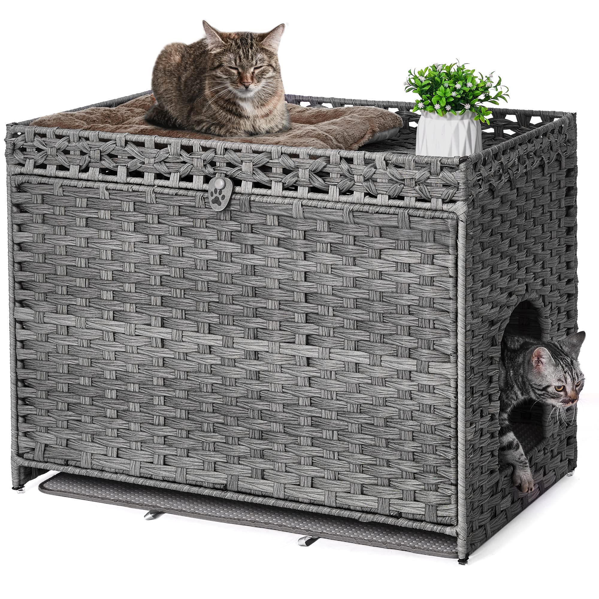 Honiakaka cat litter box enclosure front view showing accessible entrance