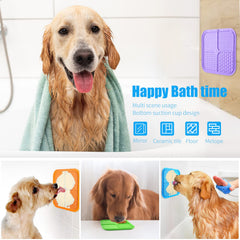 Honomastry lick mat suction cups secure grip for mess-free grooming and bath time.