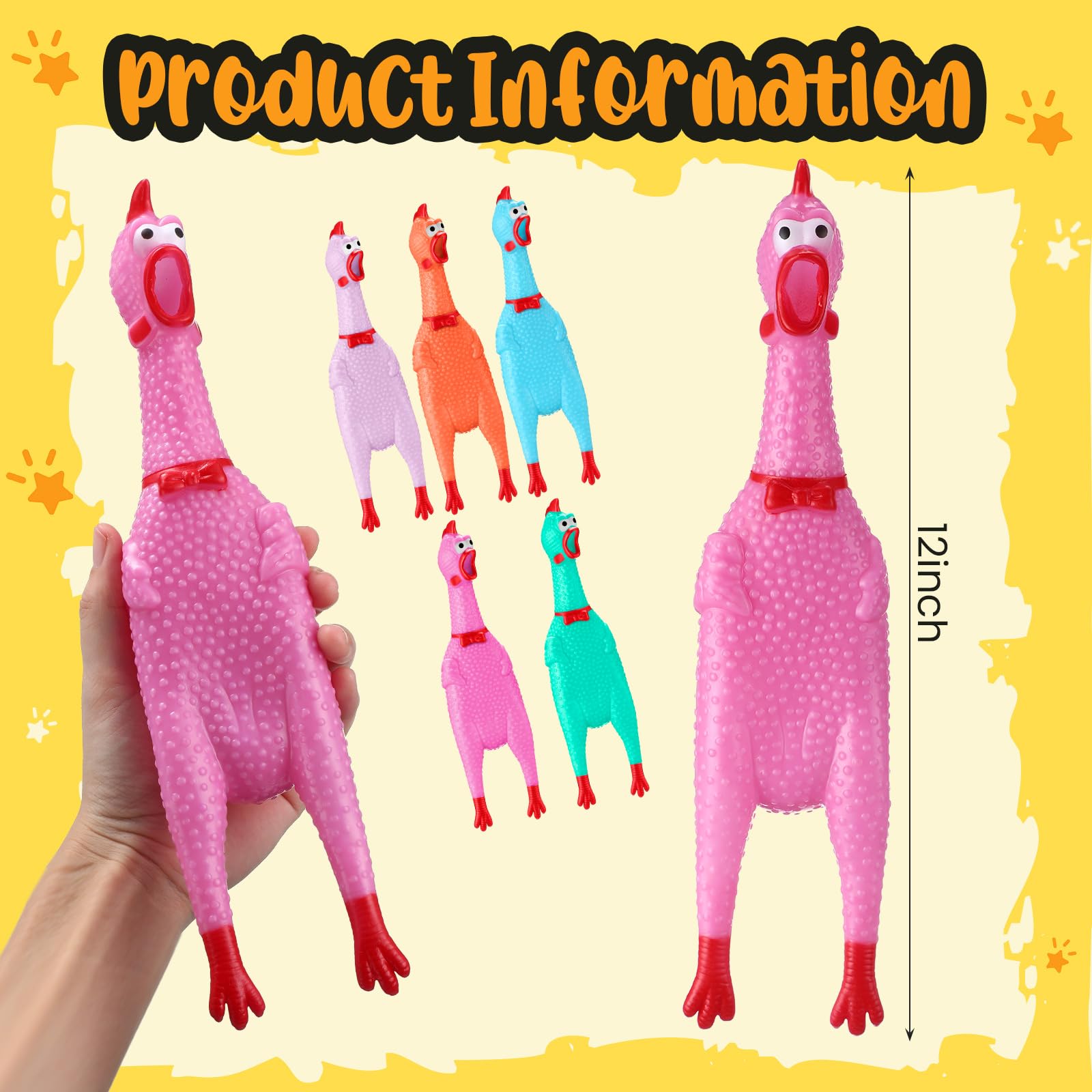 Honoson multi-color chicken toy pack designed for kids and pets at parties