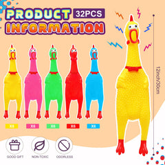 Honoson blue 12in rubber chicken toy, sturdy squeaky prop for pets and fun