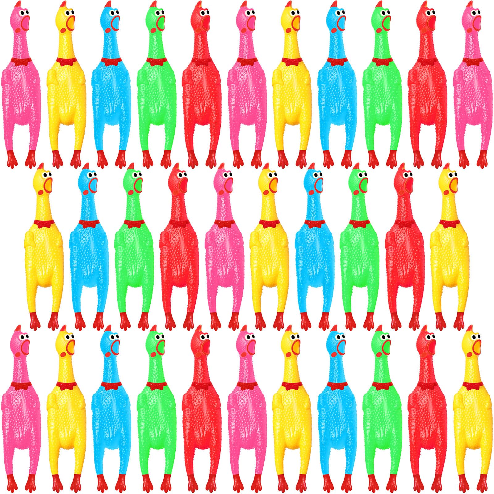 Honoson pink 12in rubber chicken toy, durable squeaker for dogs and stress-relief moments