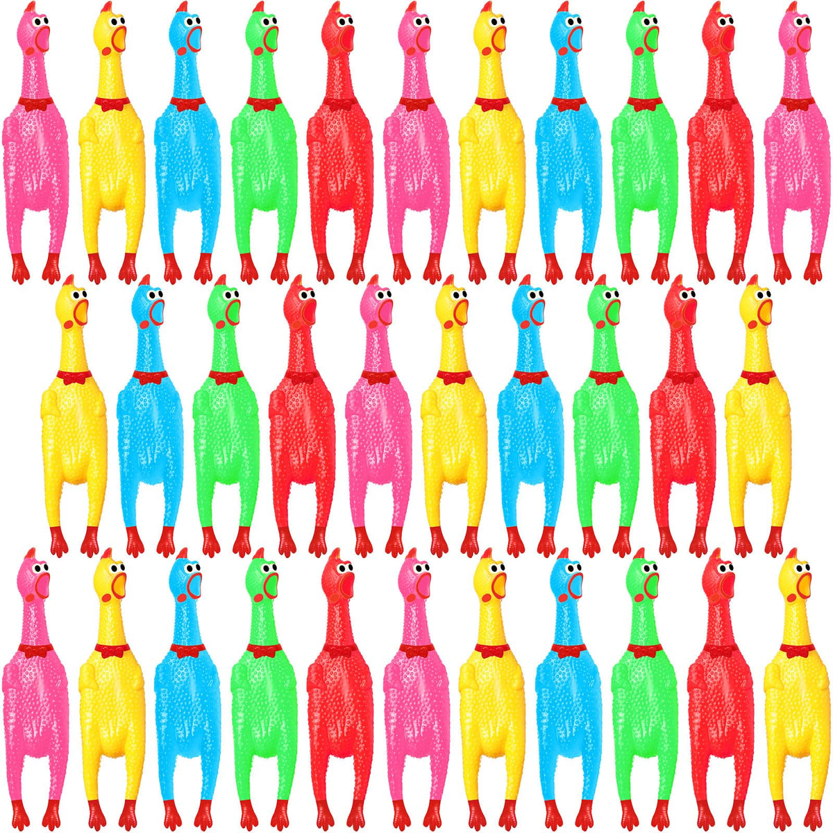 Honoson pink 12in rubber chicken toy, durable squeaker for dogs and stress-relief moments