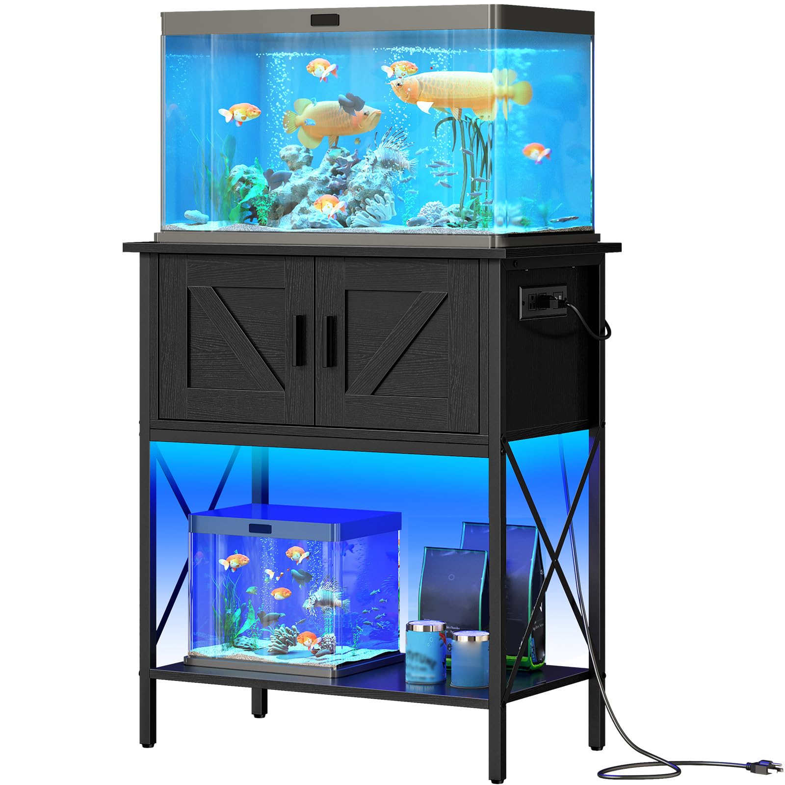 HOOBRO 20-gallon fish-tank-stand front view sturdy frame for stable aquarium setup.