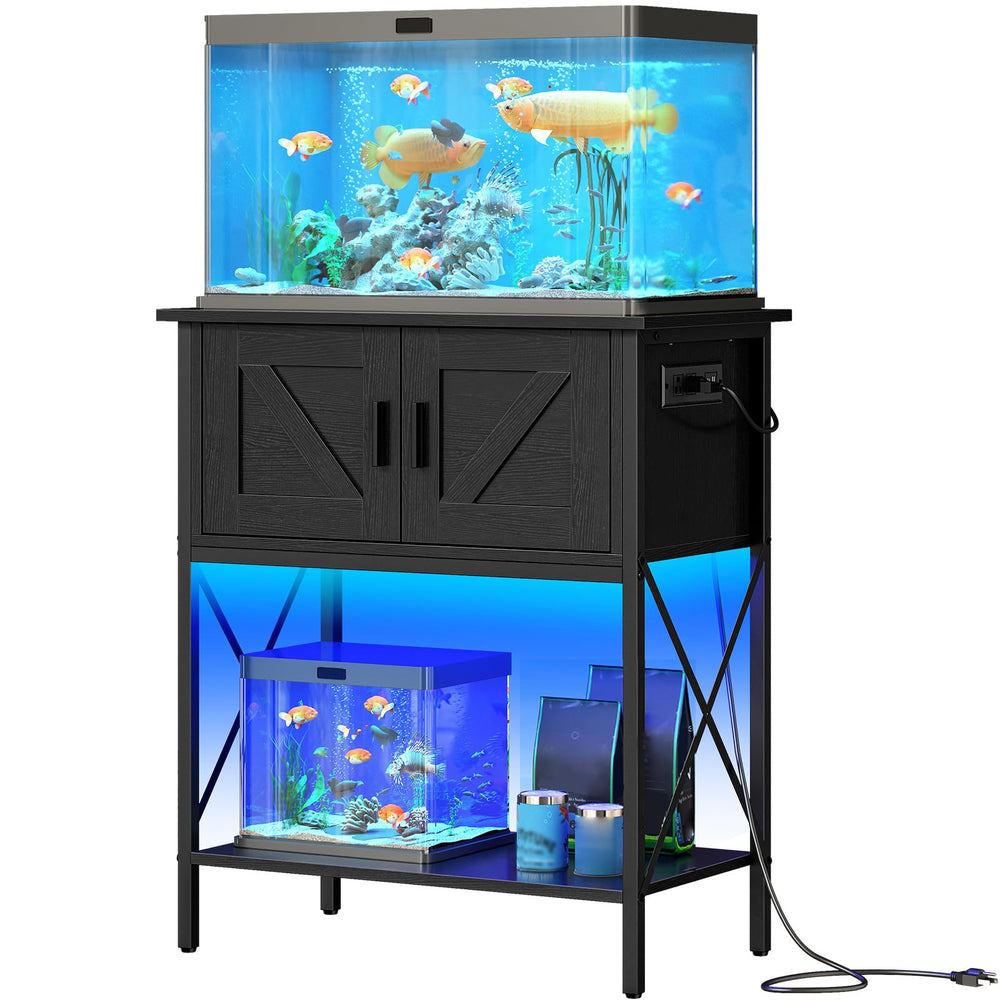 HOOBRO 20-gallon fish-tank-stand front view sturdy frame for stable aquarium setup.