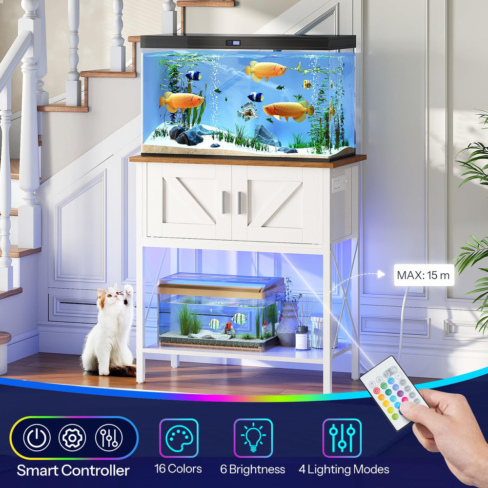 HOOBRO bottom-shelf supports small tanks or terrariums for versatile setups.