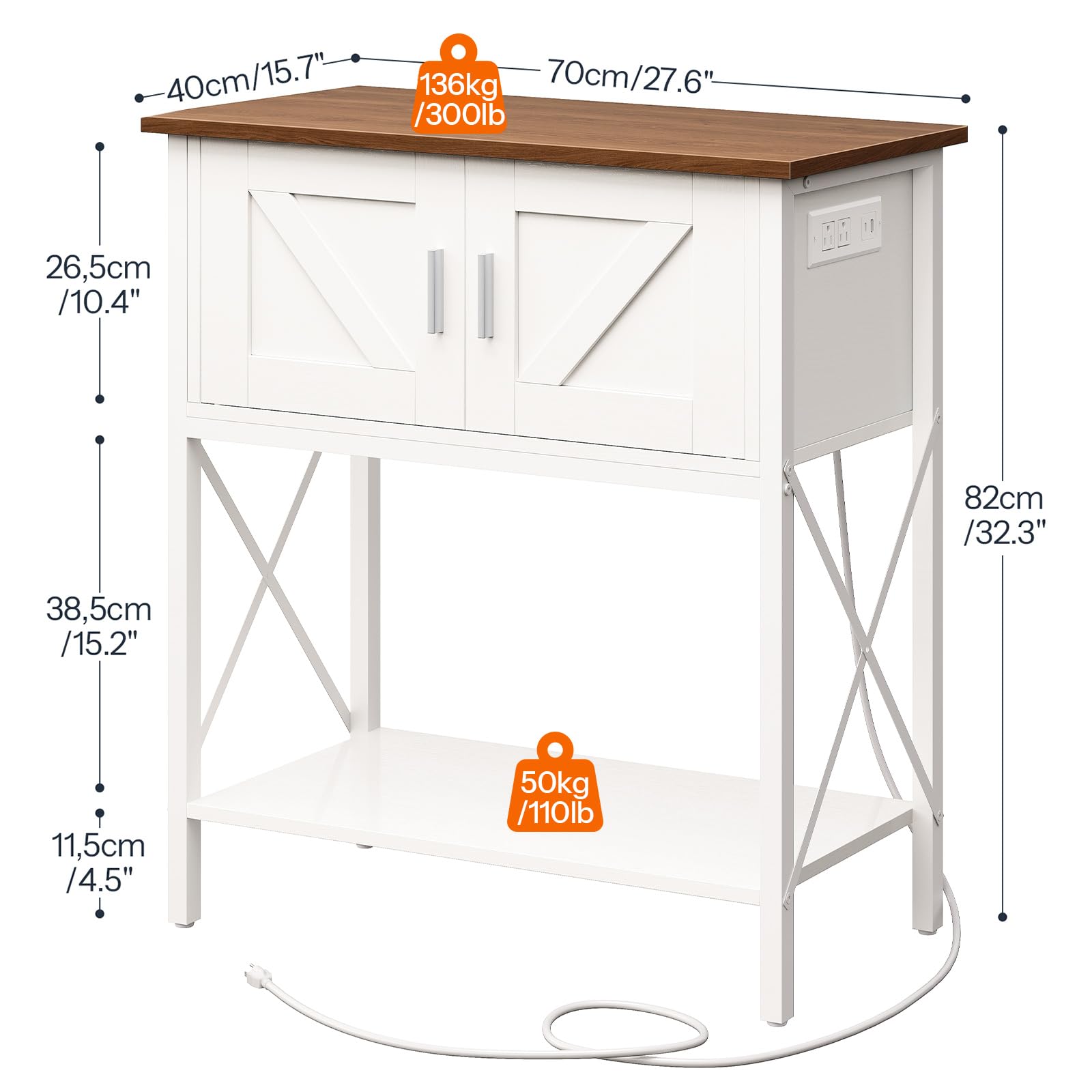 HOOBRO 20Gallon Stand shows power outlets and USB ports for convenient equipment setup.