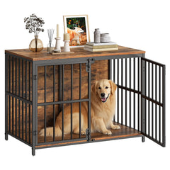 HOOBRO 38-6 inch dog crate side table assembly shows space-saving pet nook
