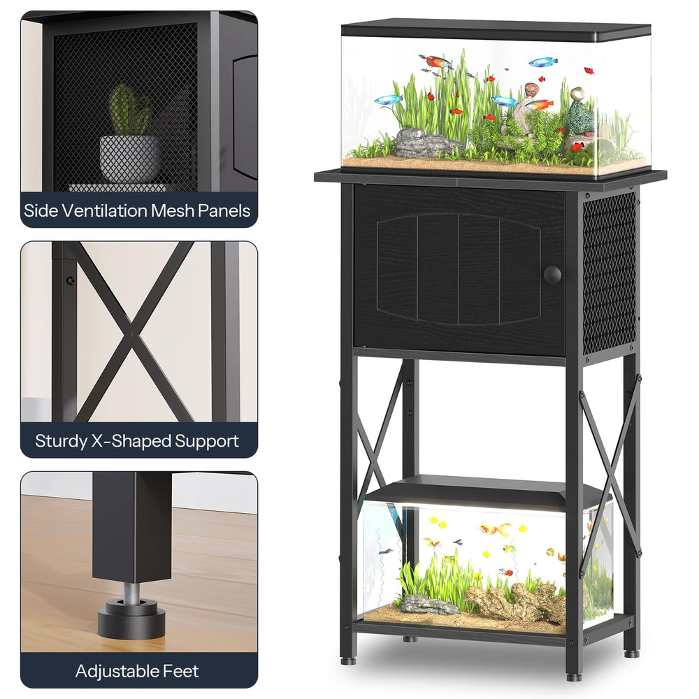 HOOBRO aquarium stand 3-tier design—ample space for multiple tanks and accessories