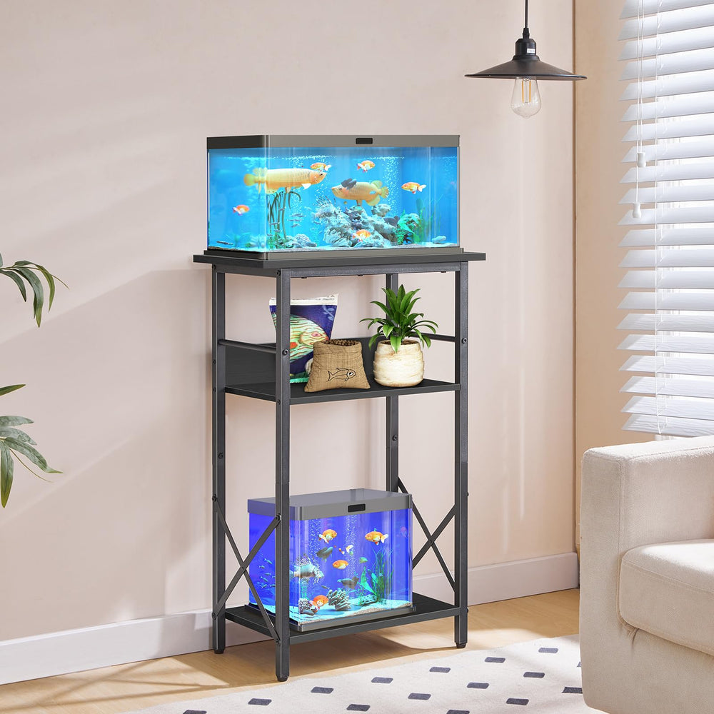 HOOBRO aquarium stand dimension labels suggests quick, straightforward assembly.