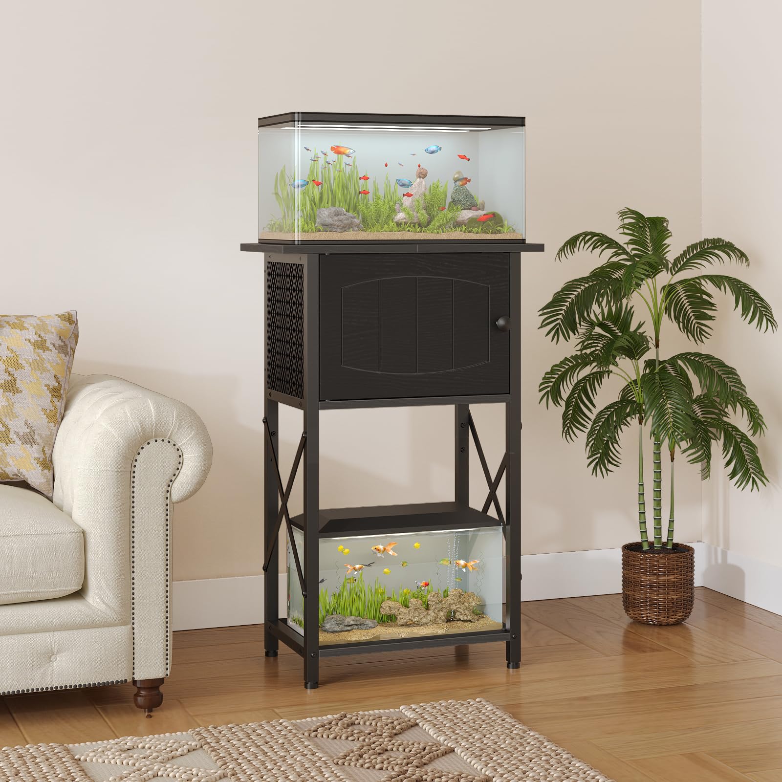 HOOBRO aquarium stand side view—space-saving profile ideal for compact rooms