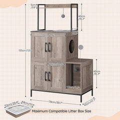 HOOBRO cat litter box enclosure two dangling plush balls for feline play
