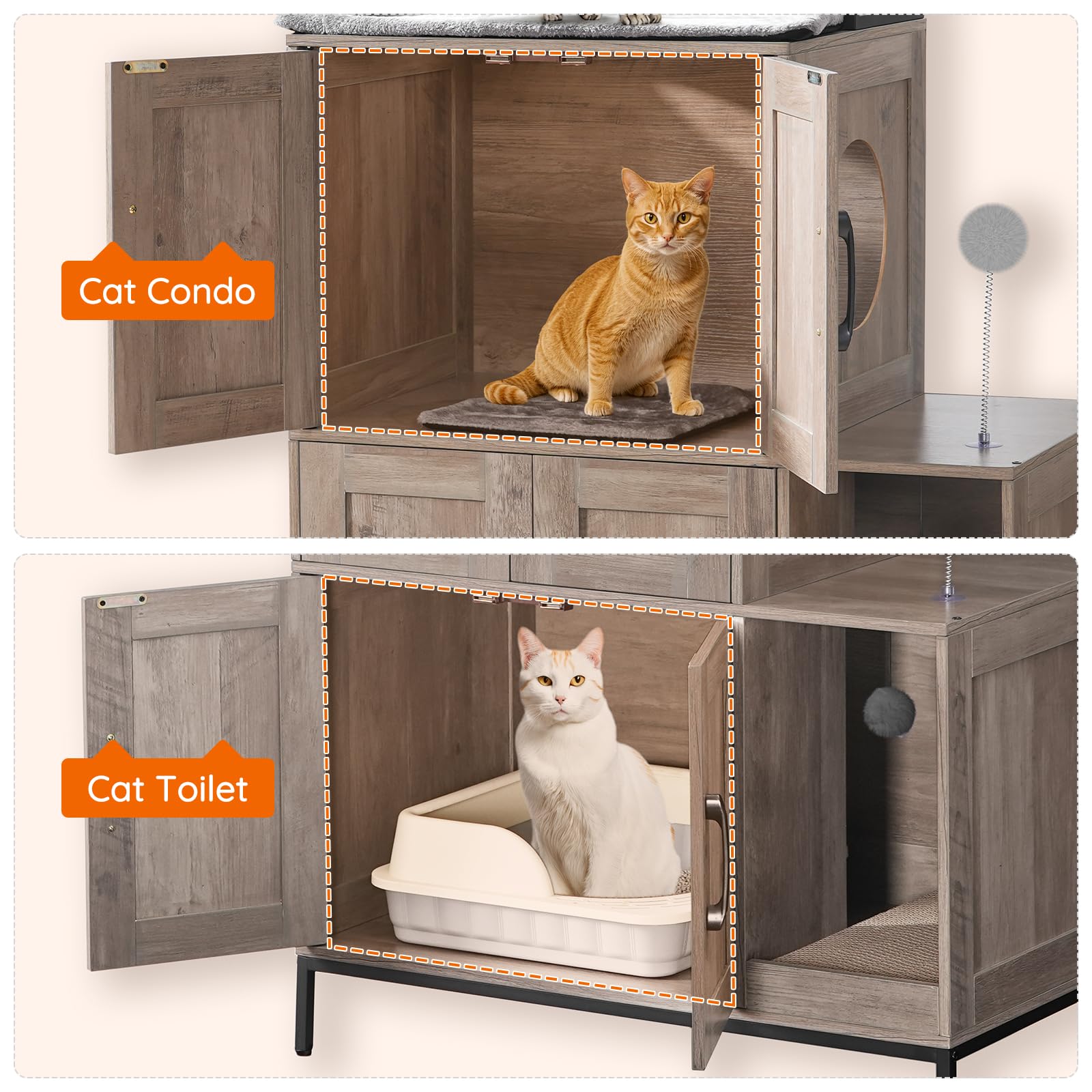 HOOBRO cat litter box enclosure assembly image shows simple setup